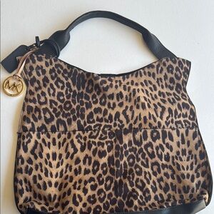 Michael Kors Black and Brown Leopard Shoulder Bag
